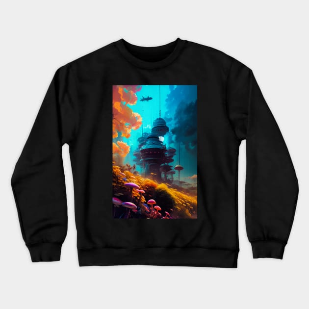 Abstract Another World Aliens City Crewneck Sweatshirt by Voodoo Production